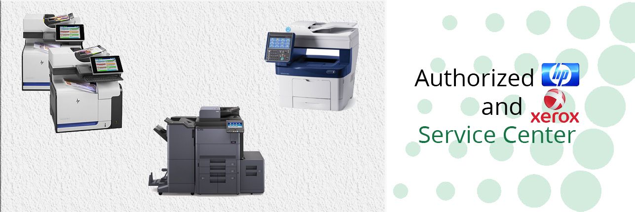Three office printers ready for onsite repair